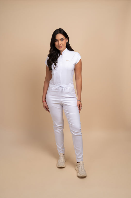 Macacão Scrub Feminino Branco Alexia