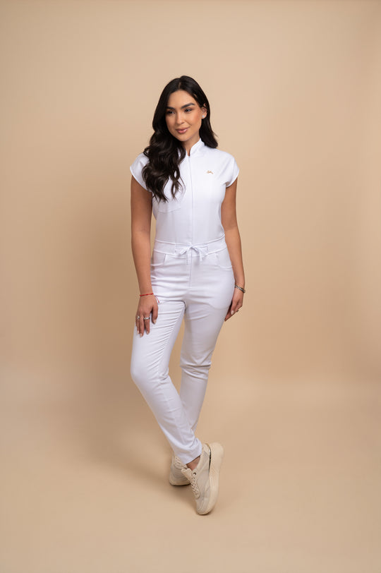 Macacão Scrub Feminino Branco Alexia