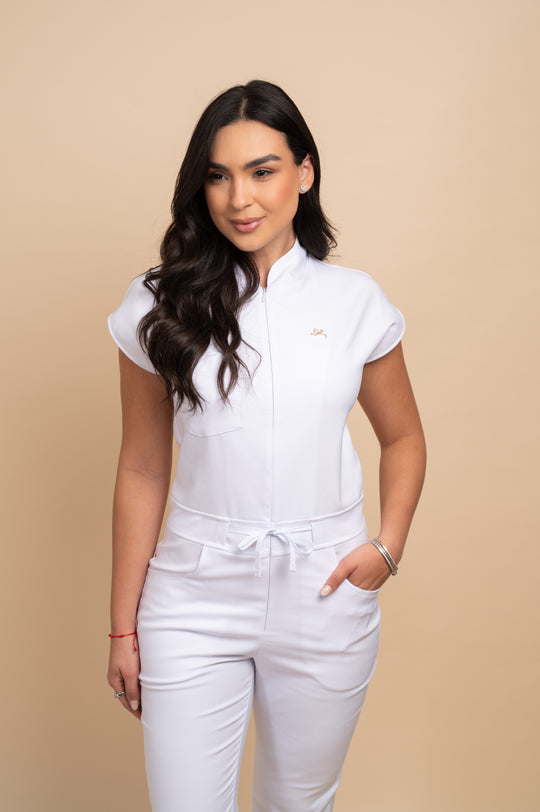 Macacão Scrub Feminino Branco Alexia