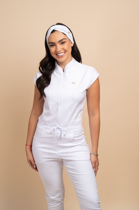 Macacão Scrub Feminino Branco Alexia